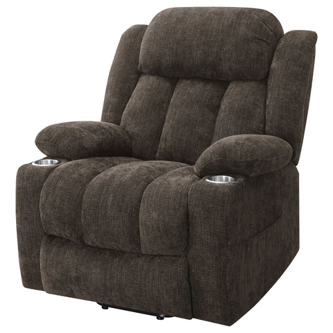 Frisco Upholstered Power Lift Recliner Chair Dark BrownDark Brown