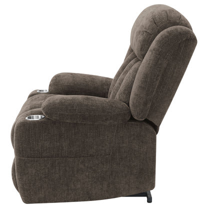 Riona Upholstered Power Lift Recliner Chair Dark Brown