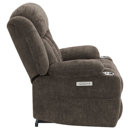 Riona Upholstered Power Lift Recliner Chair Dark Brown