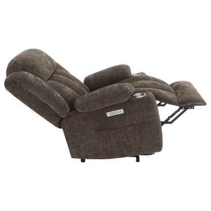 Riona Upholstered Power Lift Recliner Chair Dark Brown