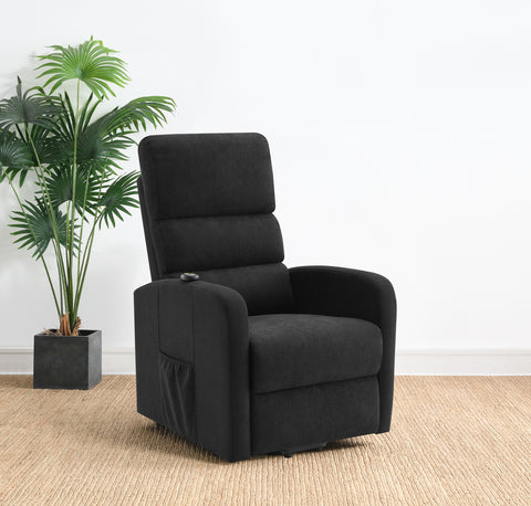 Ayelet Upholstered Power Lift Recliner with Remote Black