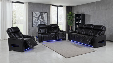 Evren 3-Piece Dual Power Reclining Sofa Set with Bluetooth Black