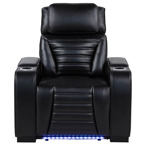 Evren Dual Power Recliner with Cupholder Storage and LED Lighting Black