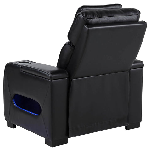 Evren Dual Power Recliner with Cupholder Storage and LED Lighting Black