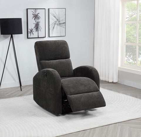 Alevera Fabric Upholstered Power Recliner Chair Charcoal Grey