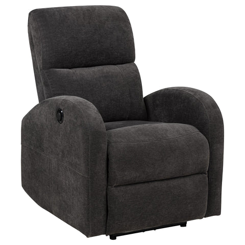 Alevera Fabric Upholstered Power Recliner Chair Charcoal Grey