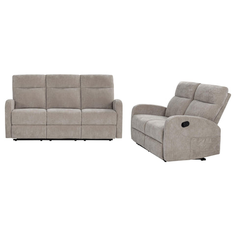 Campus 2-piece Chenille Manual Reclining Sofa Set Sand