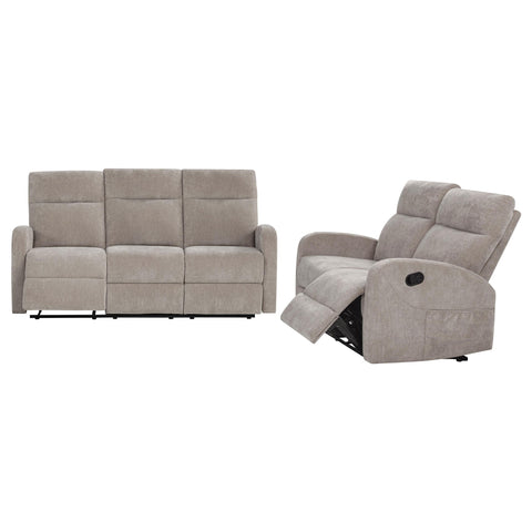 Campus 2-piece Chenille Manual Reclining Sofa Set Sand
