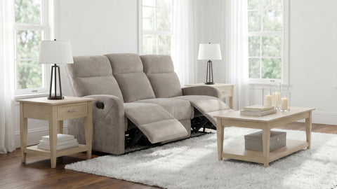 Campus Chenille Manual Reclining Sofa Sand