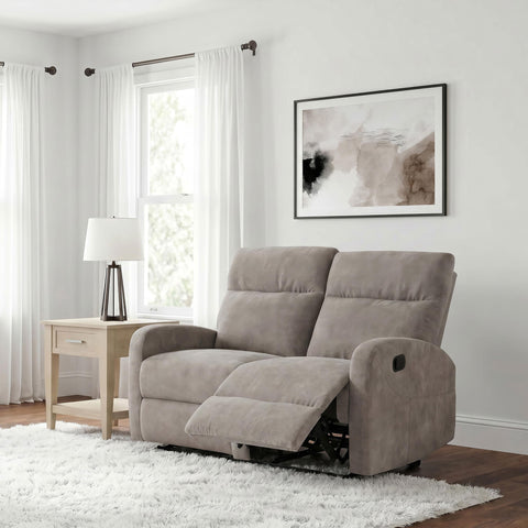 Campus Chenille Manual Reclining Loveseat Sand