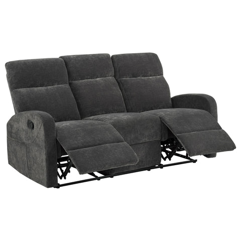 Campus 3-piece Chenille Manual Reclining Sofa Set Charcoal Grey