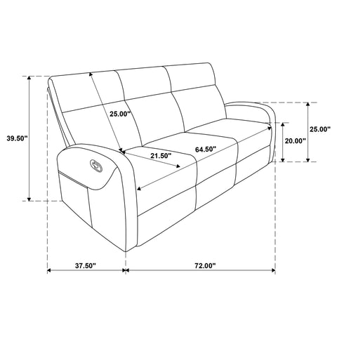 Campus 3-piece Chenille Manual Reclining Sofa Set Charcoal Grey