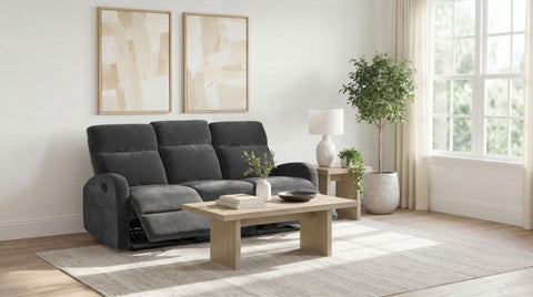 Campus Chenille Manual Reclining Sofa Charcoal Grey