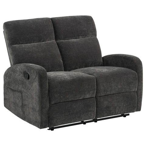 Campus Chenille Manual Reclining Loveseat Charcoal Grey