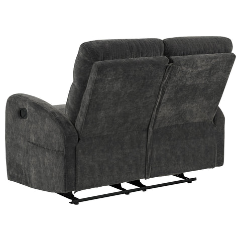 Campus Chenille Manual Reclining Loveseat Charcoal Grey
