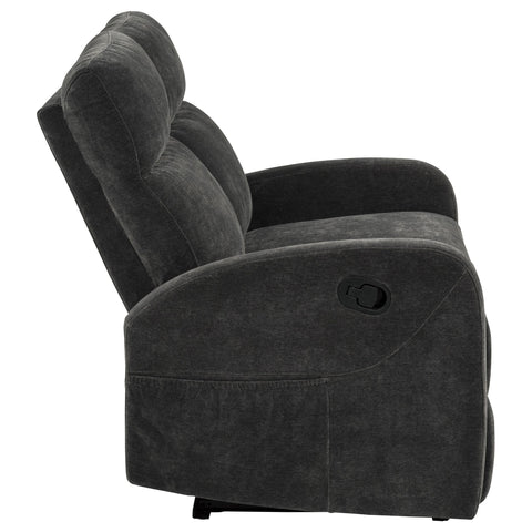 Campus Chenille Manual Reclining Loveseat Charcoal Grey