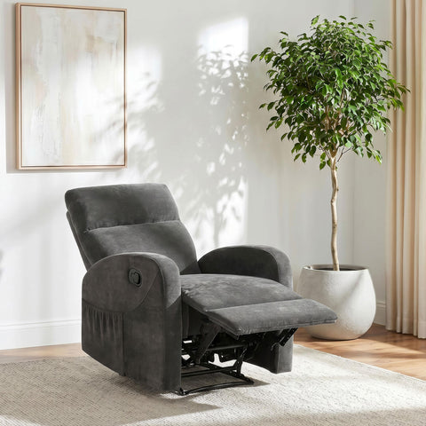 Campus Chenille Manual Recliner Charcoal Grey