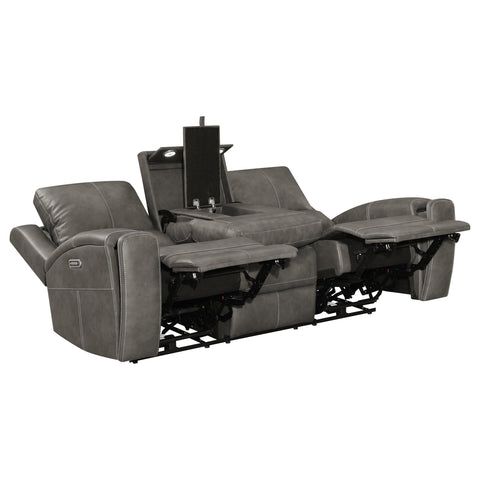 Roanne 3-piece Triple Power Reclining Sofa Set Charcoal