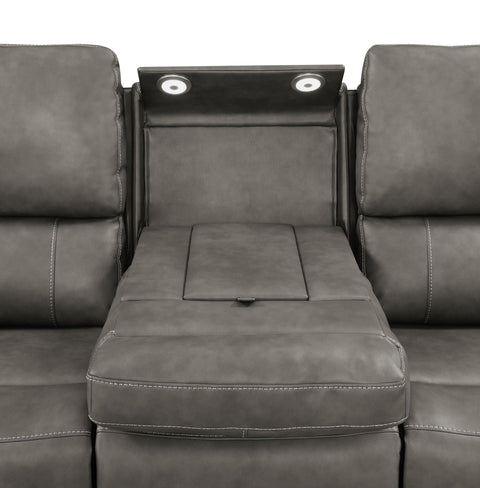 Roanne 3-piece Triple Power Reclining Sofa Set Charcoal