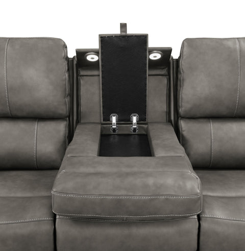 Roanne 3-piece Triple Power Reclining Sofa Set Charcoal