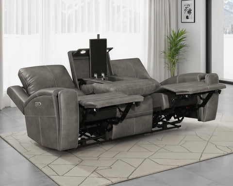 Roanne Triple Power Reclining Sofa Charcoal