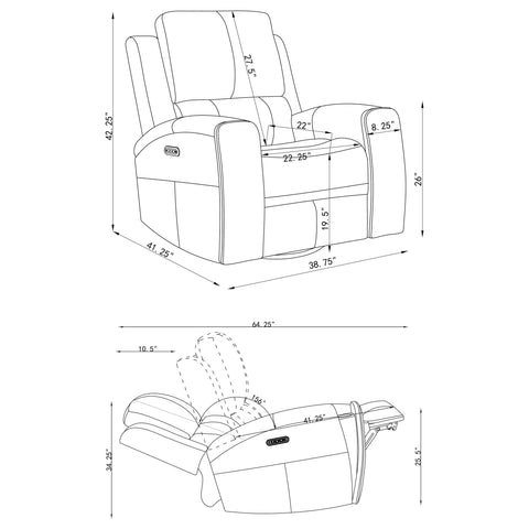 Roanne Triple Power Swivel Glider Recliner Charcoal