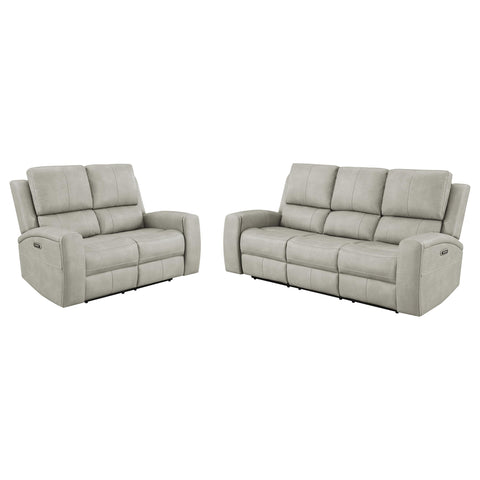Roanne 2-piece Triple Power Reclining Sofa Set Grey