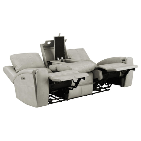 Roanne 2-piece Triple Power Reclining Sofa Set Grey