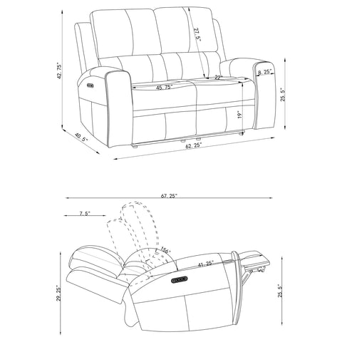 Roanne 2-piece Triple Power Reclining Sofa Set Grey