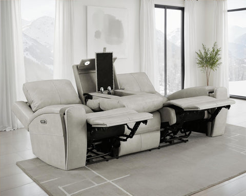 Roanne Triple Power Reclining Sofa Grey