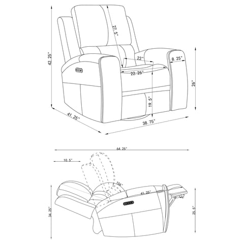 Roanne Triple Power Swivel Glider Recliner Grey