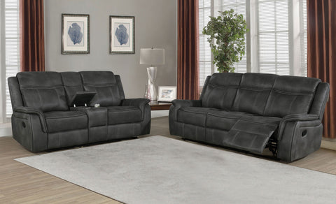 Toula 2-piece Upholstered Reclining Sofa Set CharcoalCharcoal