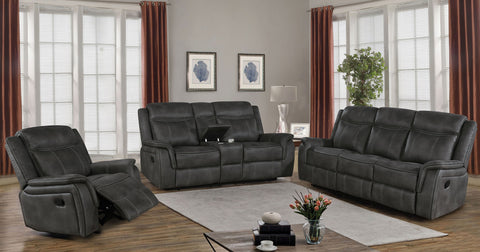 Toula 3-piece Upholstered Reclining Sofa Set CharcoalCharcoal