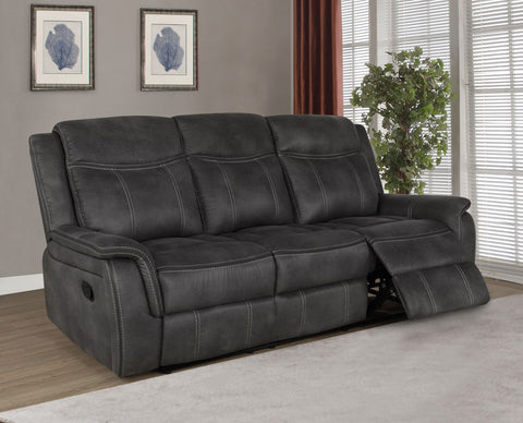 Toula Upholstered Padded Arm Reclining Sofa CharcoalCharcoal