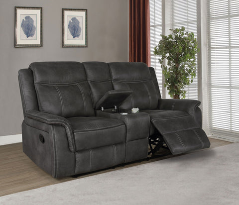 Toula Upholstered Padded Arm Reclining Loveseat CharcoalCharcoal