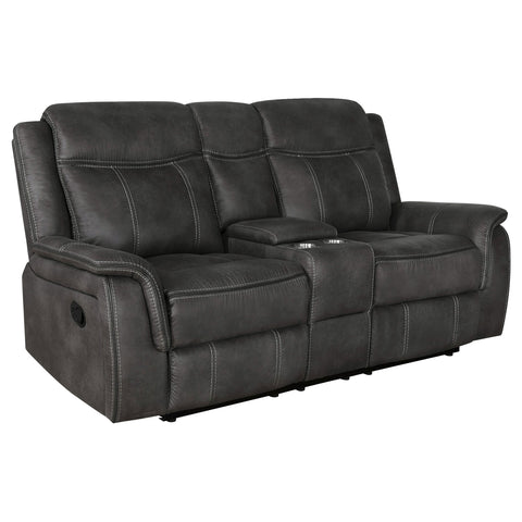 Toula Upholstered Padded Arm Reclining Loveseat CharcoalCharcoal