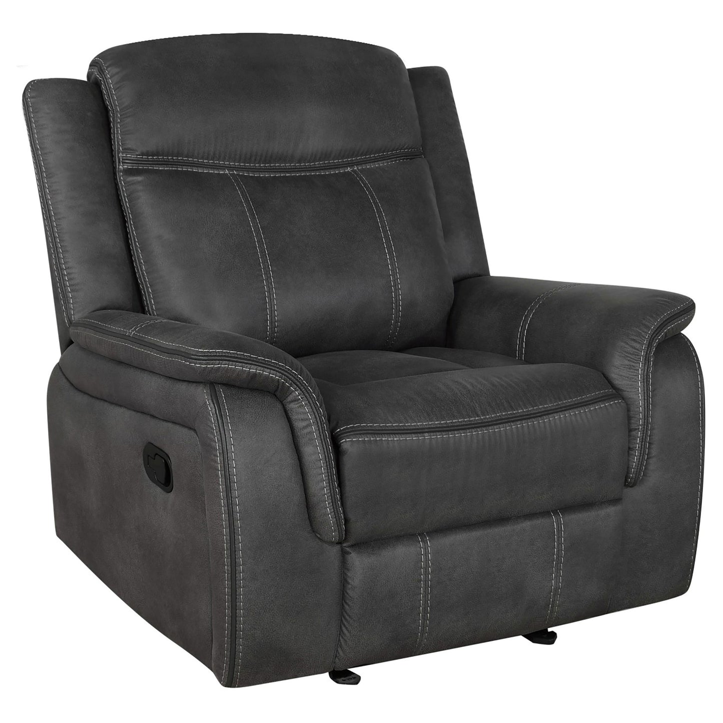 toula upholstered padded arm glider recliner charcoalcharcoal