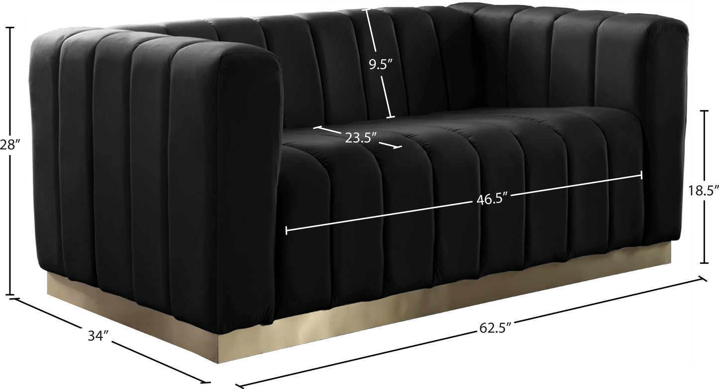 mitzy black velvet loveseat l