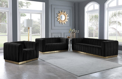 Mitzy Black Velvet Loveseat L