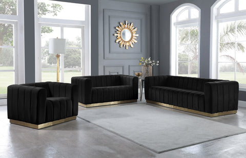 Mitzy Black Velvet Loveseat L