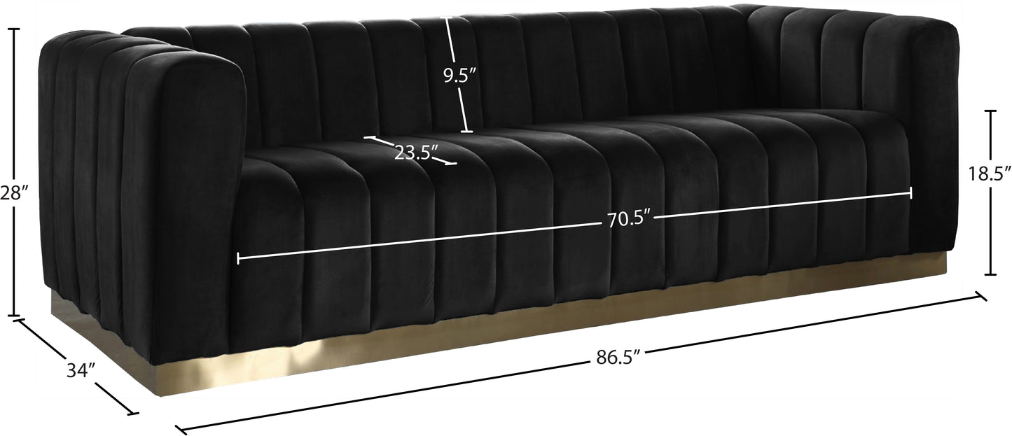 mitzy black velvet sofa s