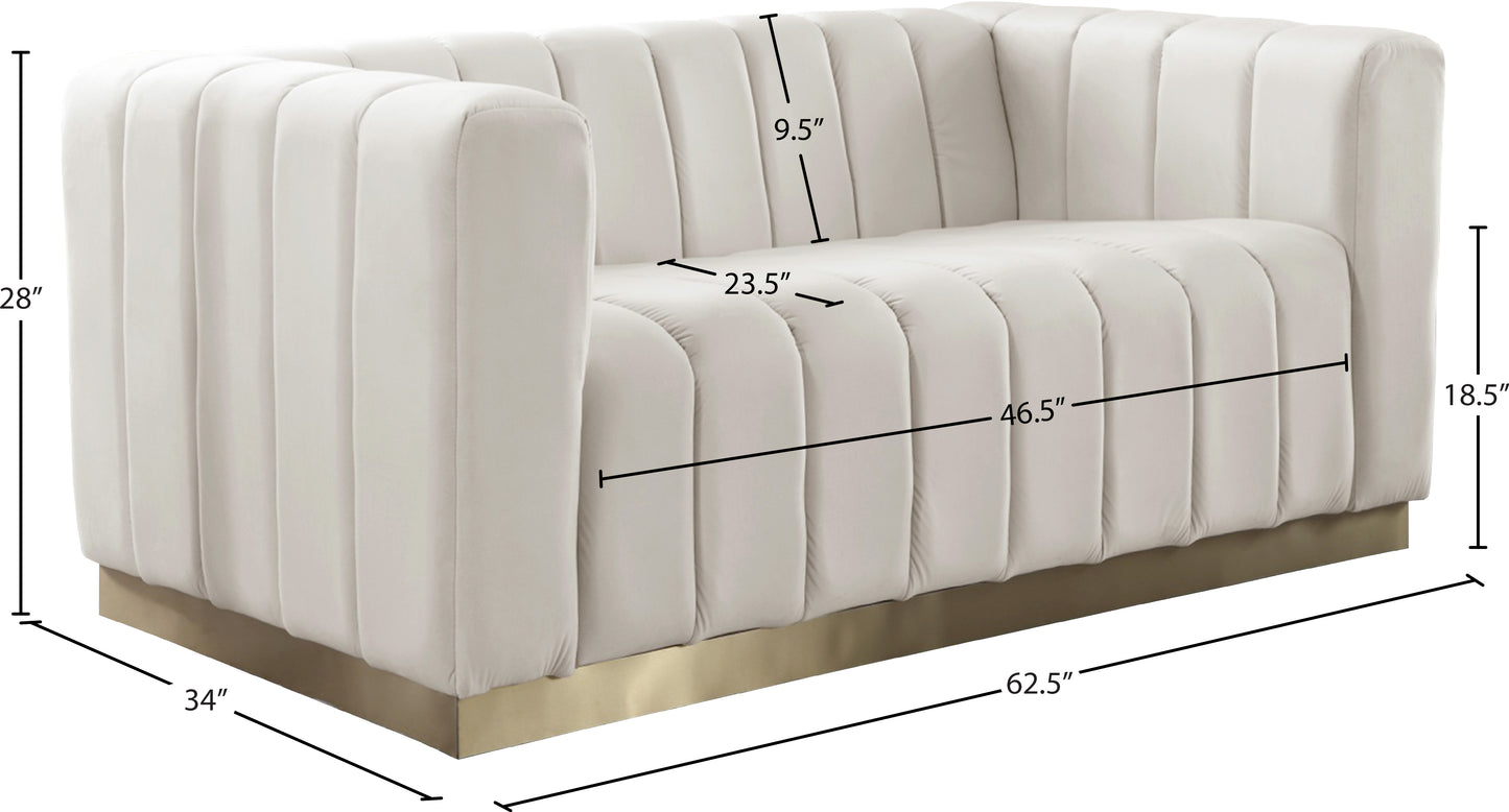 mitzy cream velvet loveseat l