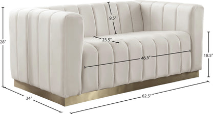 Mitzy Cream Velvet Loveseat L