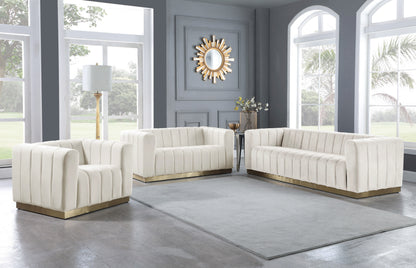 Mitzy Cream Velvet Loveseat L