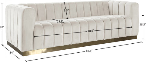 Mitzy Cream Velvet Sofa S