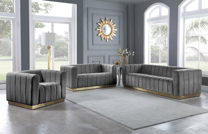 Mitzy Grey Velvet Loveseat L