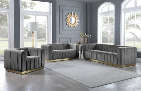 Mitzy Grey Velvet Loveseat L