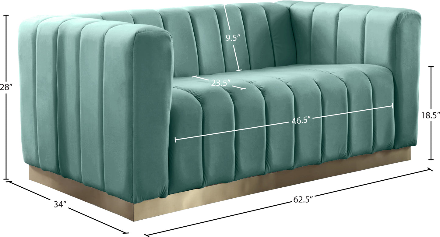 mitzy mint velvet loveseat l