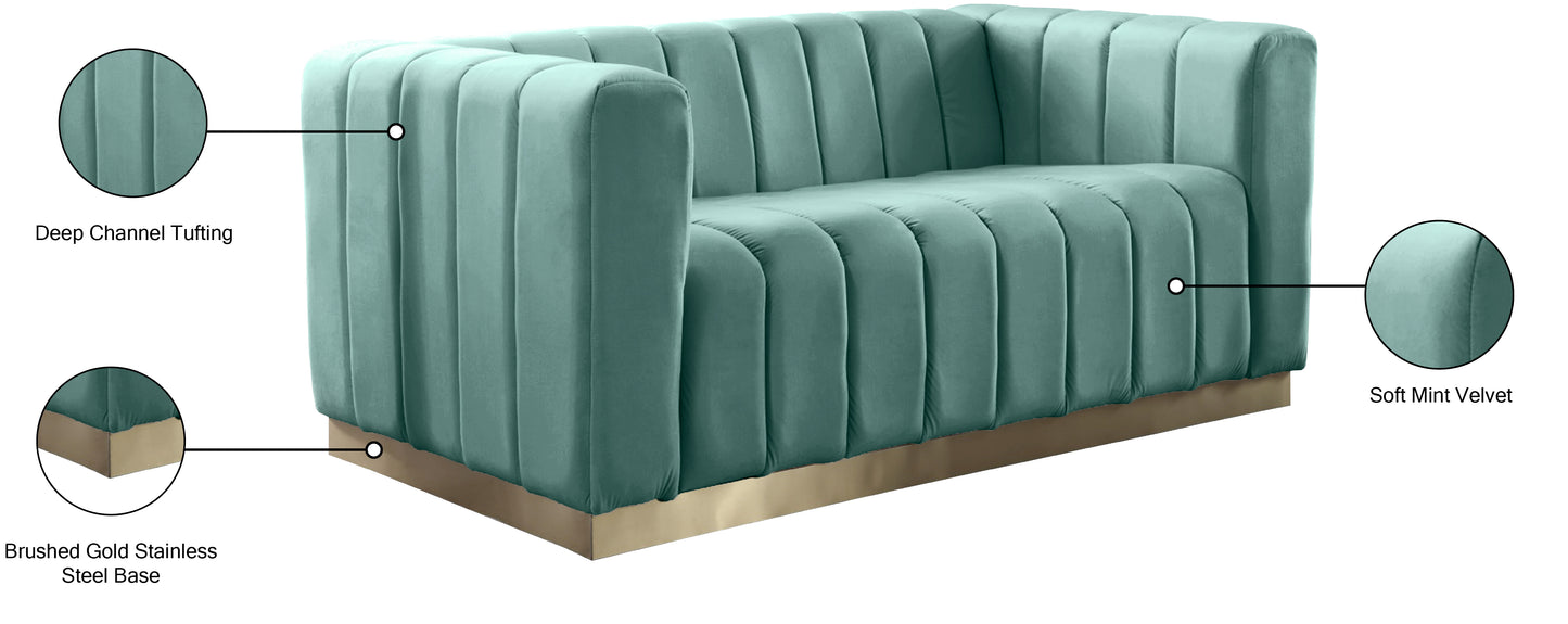 mitzy mint velvet loveseat l