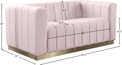 Mitzy Pink Velvet Loveseat L